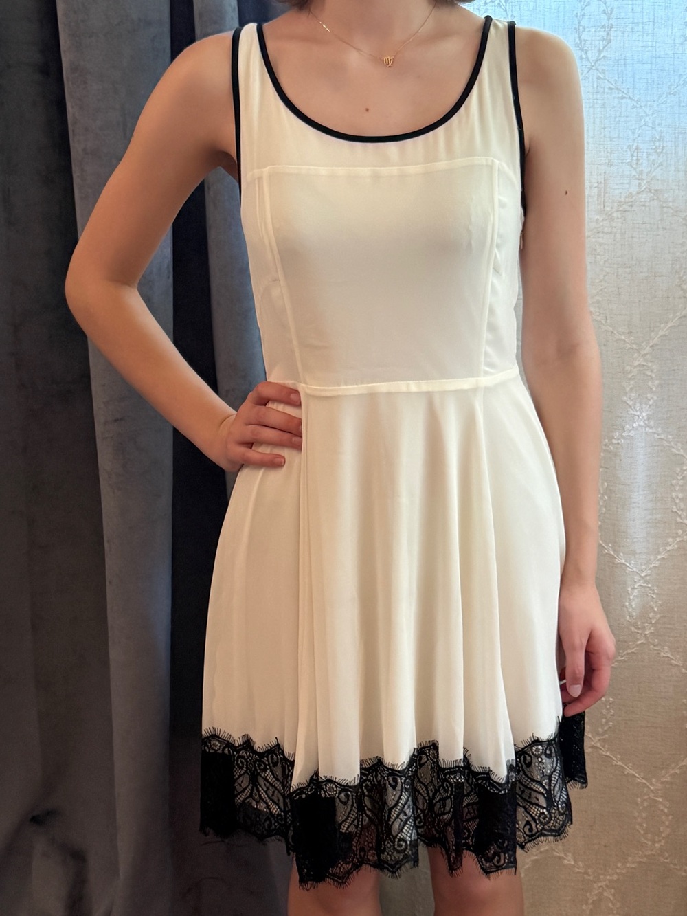 Express White with Black Lace Skater Dress Size 4